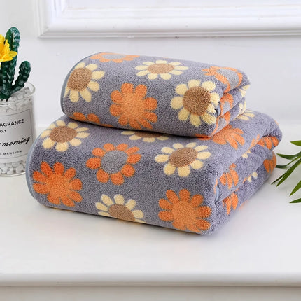 Ensemble de serviettes de bain absorbantes en microfibre à imprimé floral