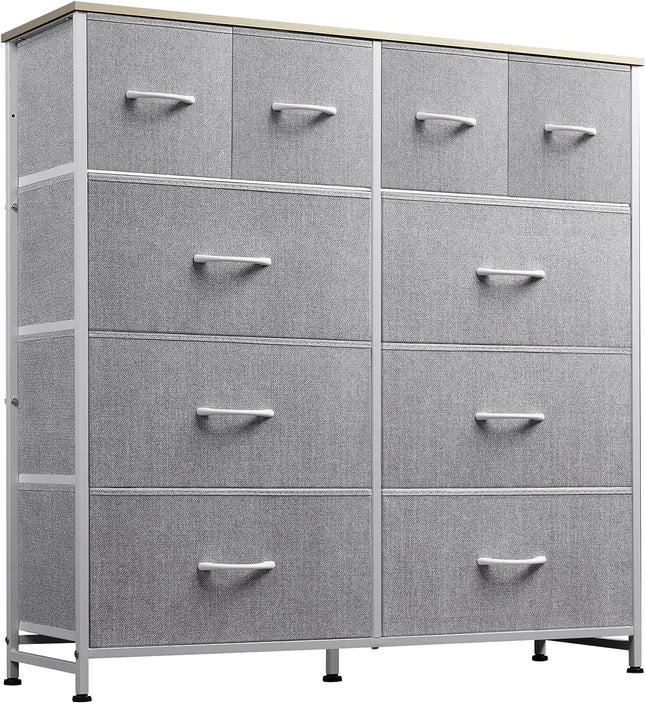 Modern White Storage Dresser with 10 Deep Drawers for Versatile Use - Wnkrs