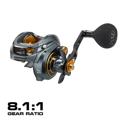 Carrete de baitcasting de perfil bajo 300: arrastre máximo de 15 kg, 8+1 rodamientos