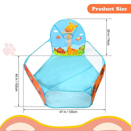 Portable Kids Ball Pit Play Tent with Basketball Hoop