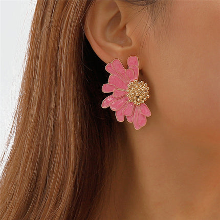 Boho Chic Colorful Flower Petal Stud Earrings