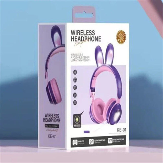 LED Bluetooth Rabbit Ear Headphones with Noise-Reduction Mic & TF Card Support - Wnkrs