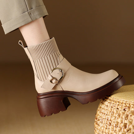 Bottines tendance en cuir véritable pour femmes