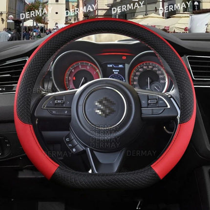 Microfiber Leather & Carbon Fiber Steering Wheel Cover for Suzuki Swift 2017-2021 - Wnkrs