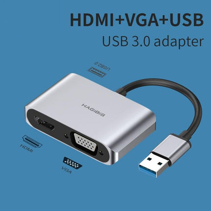 USB 3.0 to HDMI & VGA Adapter | 1080P Dual Display Converter for Windows & Mac