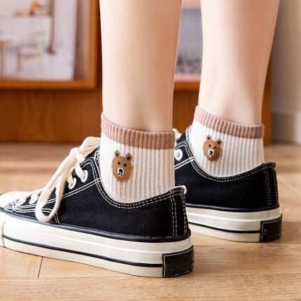 5 pares de calcetines tobilleros con forma de osito de peluche: calcetines cortos y cómodos