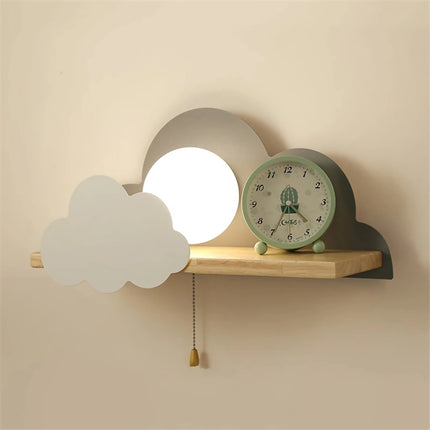 Modern Wall Lamp with Pull Switch - Cloud and Moon Design