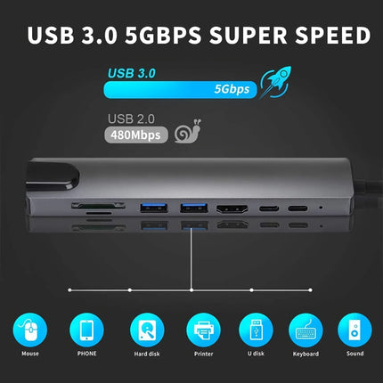 Concentrador USB tipo C 8 en 1