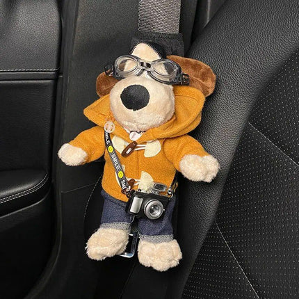 Cartoon Dog Plush Car Seat Belt Shoulder Protector - Wnkrs