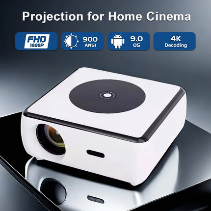 Proyector de video Android 4K con Bluetooth, WiFi, pantalla de 300”, cine en casa