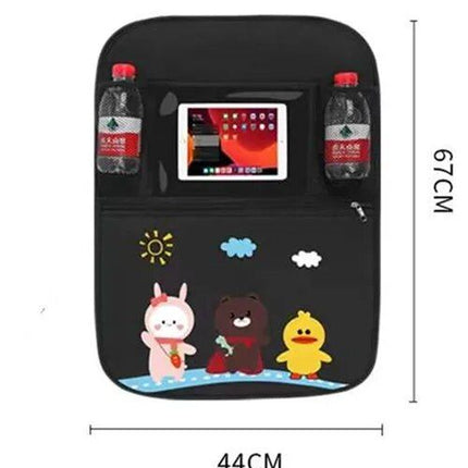 Cartoon Car Seat Back Protector with Storage for Children - Wnkrs