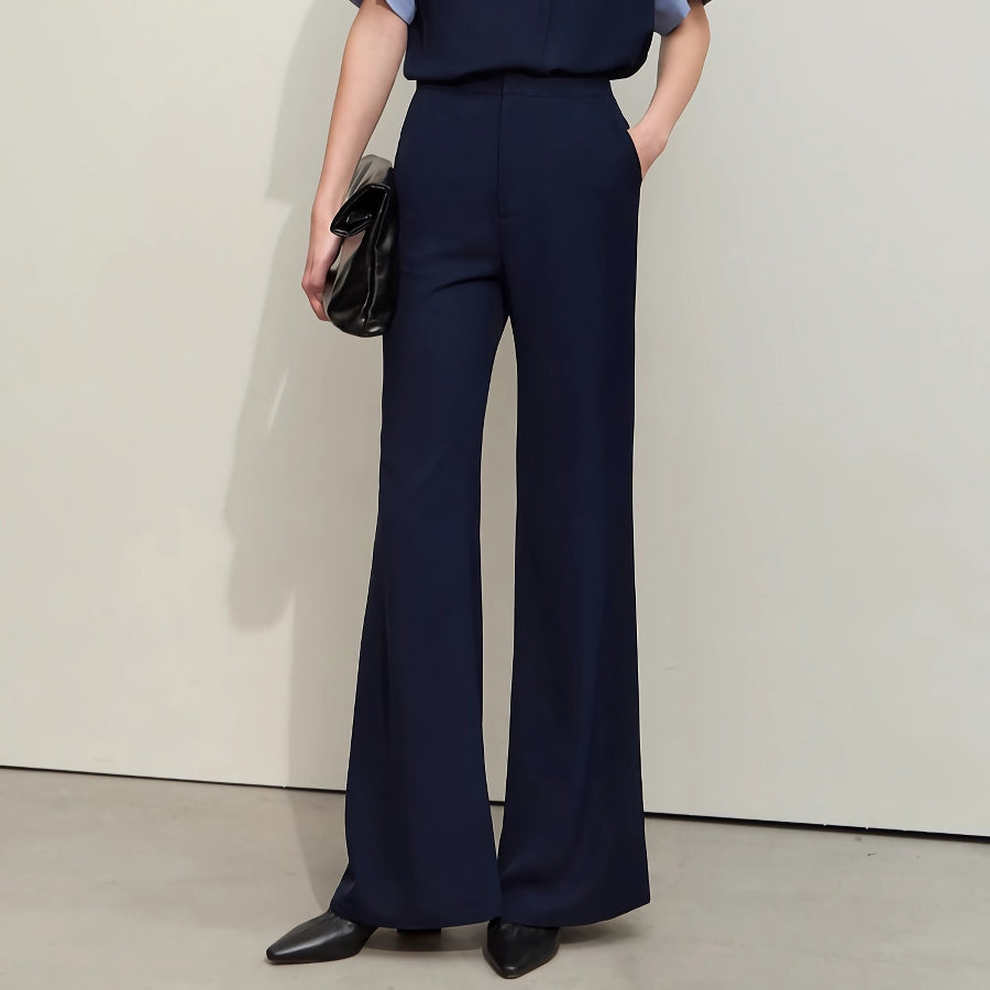 Deep Blue High-Waist Wide-Leg Pants for Women
