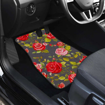 Rose-Blush Floral Car Floor Mats Set (4PCs) - Wnkrs