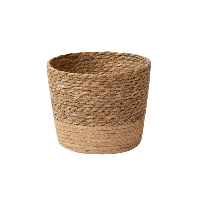 Panier de rangement et de plantes en osier et paille tressée à la main