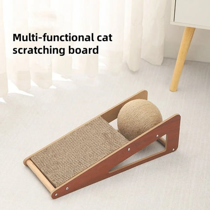 Planche à gratter amovible pour chat avec boule en corde de sisal