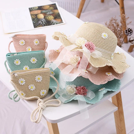 Kids Daisy Sun Hat and Handbag Set