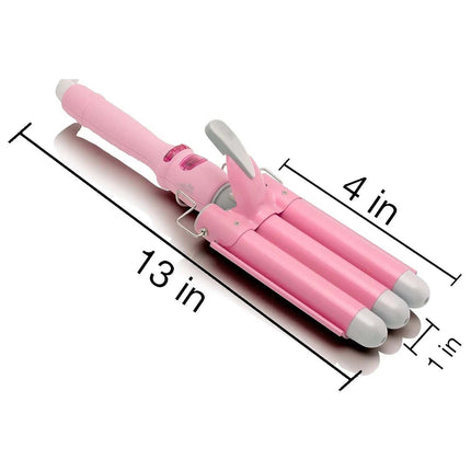Wave Ceramic Triple Barrel Curling Iron Wand with LCD Display - Wnkrs
