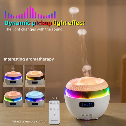 Difusor de aroma con control remoto multifuncional y humidificador dinámico con lámpara de llama RGB