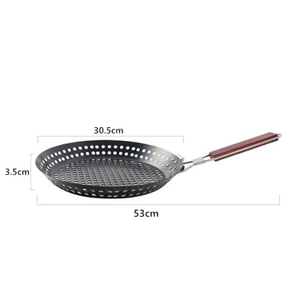 Outdoor Camping Foldable Round Frying Pan Picnic BBQ Heat Resistant Steak Grilled Skillet - Wnkrs