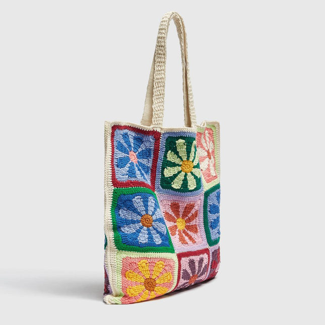 Bolso de hombro de crochet con flores