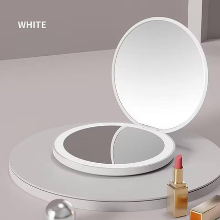 Espejo de maquillaje plegable con luz LED