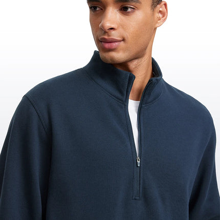 Sweat-shirt à col montant et demi-zip doublé en polaire pour homme