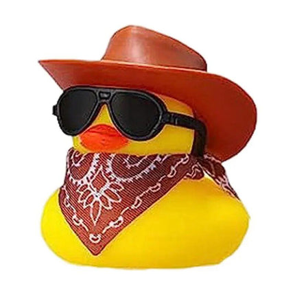 Mini Rubber Duck Car Ornaments Dashboard Interior Decor Cowboy Hat Duck With Scarf Sunglasses Kids Toys Gifts Car Accessories - Wnkrs