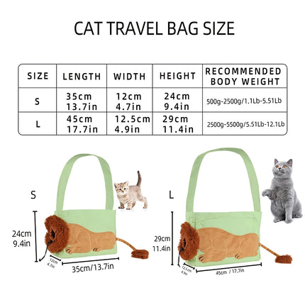 Adorable sac de transport pour animaux de compagnie en forme de lion pour petits chiens et chats