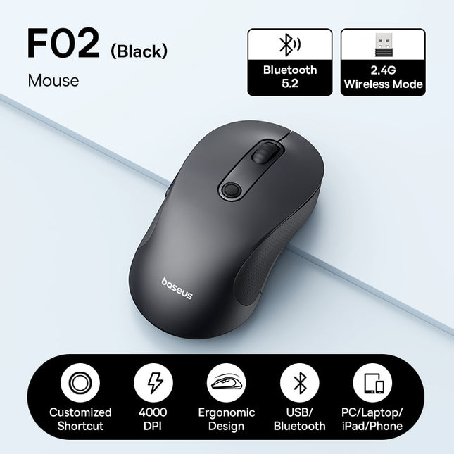 Souris sans fil Bluetooth 5.2 4000 DPI - Conception ergonomique avec 6 boutons silencieux pour une compatibilité multi-appareils