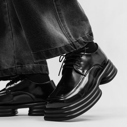 Mocassins en cuir noirs décontractés pour hommes, pour augmenter la taille