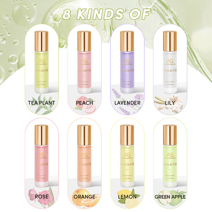 Juego de 10 ml de aceite para cutículas en forma de bolígrafo para el cuidado de las uñas: 8 fragancias para unas uñas suaves y nutridas