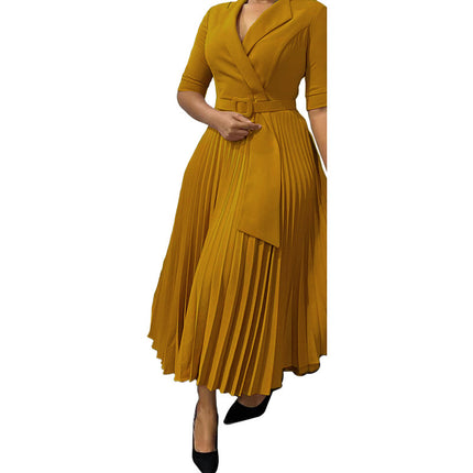 Robe africaine grande taille à col sur mesure, plissée et cintrée OL Fashion