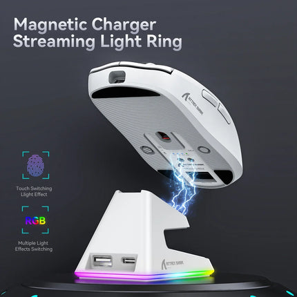 Wireless Tri-Mode Gaming Mouse with RGB Charging Base and Macro Support