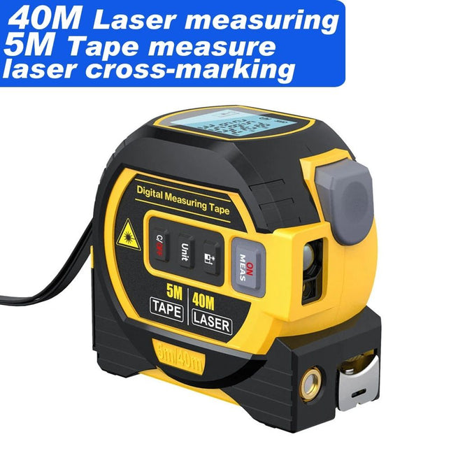 Multi-Function Laser Distance Meter with 5m Tape Measure and Cross-Marking - Wnkrs