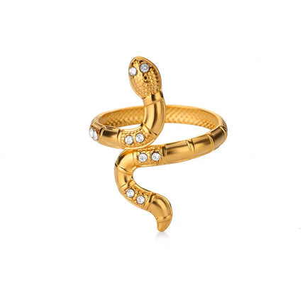 Anillos de serpiente de acero inoxidable dorado para mujer: joyería estética vintage con animales