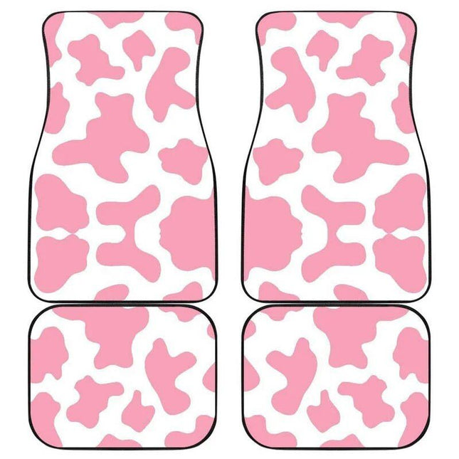 Pastel Pink & White Cow Print Car Floor Mats - Wnkrs