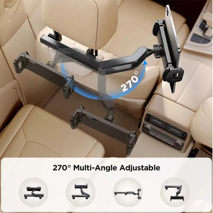 Soporte para tableta de entretenimiento para asiento trasero de automóvil con brazo extensible plegable para dispositivos de 4,7 a 13 pulgadas