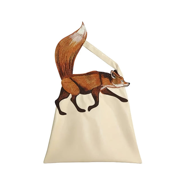 Sac chic en cuir PU avec renard brodé pour femme