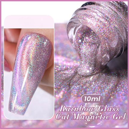 Esmalte de uñas en gel magnético con efecto gato y luz de luna reflectante de 10 ml