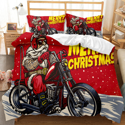 Red Christmas 3D Digital Print Ground Bedding Three-piece Set - Wnkrs