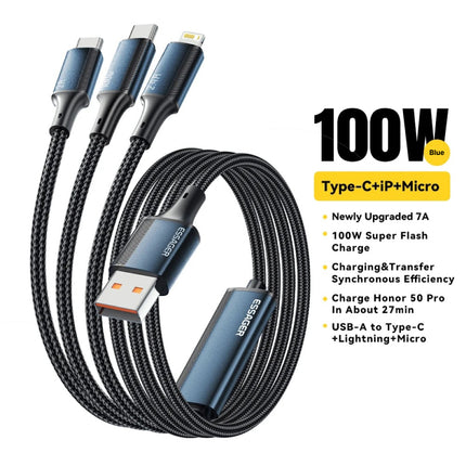 Cable de carga rápida Lightning USB C a tipo C 3 en 1 de 100 W