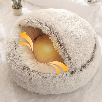 Lit rond et confortable en peluche pour chat