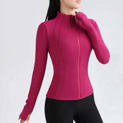 Veste de course entièrement zippée pour femme - Vêtements de sport extensibles à manches longues