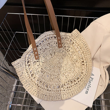 Round Straw Beach Bag