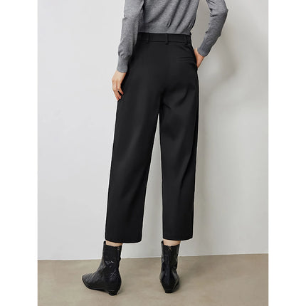 Chic Autumn Ankle-Length Casual Black Pants for Women