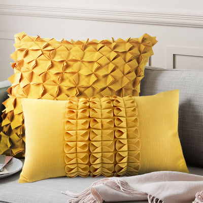 Lighting Up the Decorative Cushion of Modern Neoclassical Pure Hand-made Folding and Sewing Yellow Pillow Model House - Wnkrs