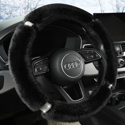 Luxury Anti-Slip Suede Fur Diamond Steering Wheel Cover - Wnkrs