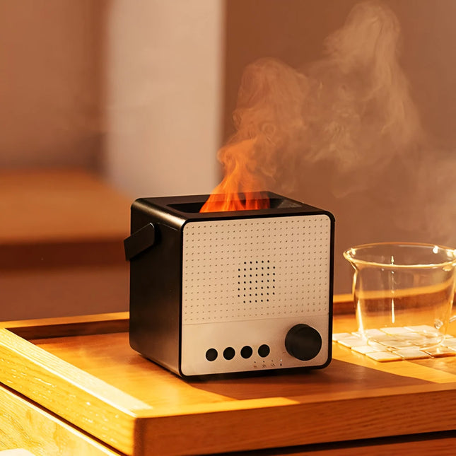 Humidificador ultrasónico con difusor de aroma USB Fire Flame con altavoz Bluetooth