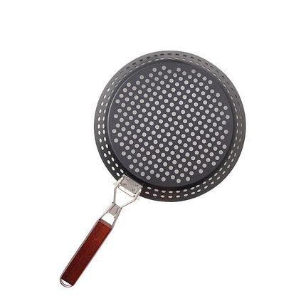 Outdoor Camping Foldable Round Frying Pan Picnic BBQ Heat Resistant Steak Grilled Skillet - Wnkrs