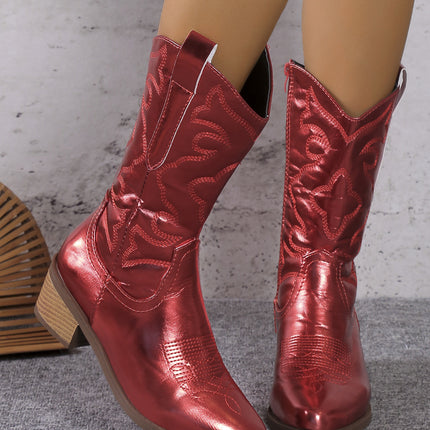 Chunky Heel Pointed Toe Western Boots Fashion Mid-tube Solid Knight Boot Autumn And Winter Shoes For Women